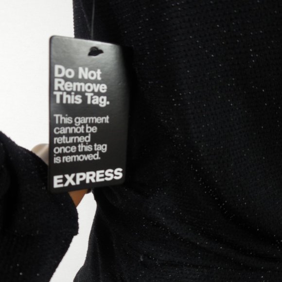 EXPRESS M NWT Black Cocktail Dress Lurex Low Cut - Picture 9 of 10